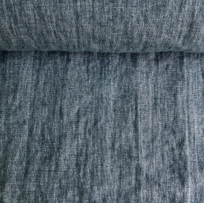 Mīkstināts, 100% lina audums- vecināts džinsa zils melanžs 205g/m2