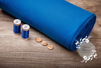 GOTS certified cuff fabric in a tube - blue