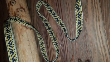 Decorative cotton trim ribbon with a wool symbol ''Jumis''