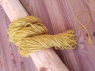 100% linen twine thread cord - ocher yellow - 2 mm