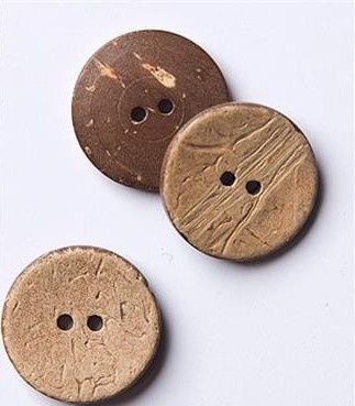 Coconut buttons with naturally light texture on the surface