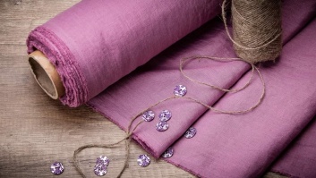 Softened, 100% linen fabric - purple pink