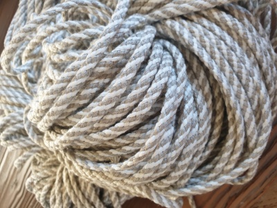 100% linen cord - 2 color - natural+warm white-6 mm