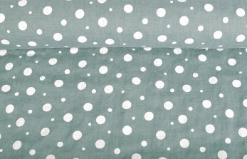 Softened 100% linen - Pastel blue-green with various dots